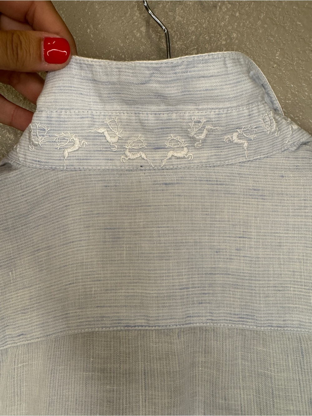 Gorsuch 100% Linen Button Front Shirt Bundle Pink & Blue Embroidered Collar - Picture 8 of 11